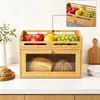 Caixa de pão de bambu para cozinha recipiente de armazenamento de alimentos prateleira para lanches de frutas e vegetais prateleira para garrafas de temperos estilo minimalista moderno