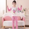 Pijamas de niña, primavera y otoño, jersey de cuello redondo con dibujos animados, ropa de casa de manga larga, traje para niños y niñas, ropa de casa
