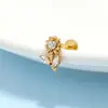 Aretes Perforados de Acero de Titanio Verticales para Agujeros de Oreja Aretes de Hélice de Acero Inoxidable con Circonita Joyería para Piercings Aretes de Flor para Labio con Rosca Externa