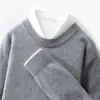 Suéter de Punto 100% Lana para Hombre, Cuello Redondo, Calibre 12, Otoño e Invierno, Casual de Negocios, Tejido de Alta Densidad Peinado, Anti-Arrugas, Ropa Interior para Hombre