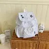 Mochila con cordón versátil estilo coreano 2026 con lunares y estrellas para niñas, sensación de alta gama, mochila pequeña de viaje para mujeres