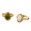Chapado en Oro Esmerilado de 18K nuevo jade blanco Jade Jade jade diseño de personalidad de dama temperamento apertura anillo ajustable
