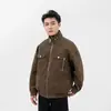 Moda Retro Americana Chaqueta de Cuero PU para Hombre Otoño Fresca Cuello Alto Ropa de Trabajo Ropa para Hombre Chaqueta de Cuero Chaqueta Ropa para Hombre