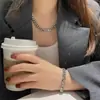 Cadena moderna y sencilla con personalidad de marca cuadrada y redonda de acero de titanio para estudiantes, estilo coreano, estilo hip hop, estilo hip hop, hipster, collar cubano.