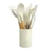 Juego de 12 Utensilios de Cocina de Silicona con Mango de Madera Set de Utensilios Antiadherentes Cubo de Almacenamiento Juego Diario de Cocina en Stock
