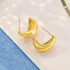 Aretes Geométricos Huecos Simples Pulidos Estilo Japonés y Coreano Distintivos Estilo Ins Luna Creciente Curva Moda Aretes de Acero Inoxidable