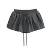 Look Juvenil de Chica Atractiva, Falda Corta Elástica con Cordón para Alargar las Piernas, Falda de Flores con Volantes para Mujer, Falda Deportiva Antiexposición para Verano