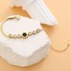 Pulsera de acero de titanio moda europea y americana acero inoxidable personalidad nicho pulsera para mujer diamante círculo dorado pequeño negro joyería de marca