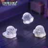 Figurita de fantasma pequeño linda translúcida luminosa de Halloween, adorable accesorio de decoración DIY, adorno de escritorio para paisaje en miniatura