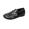 Zapatos de Cuero con Remaches Estilo Chino Nuevos Otoño 2026 para Mujer, Combinan con Faldas, Casuales, Cómodos, Versátiles Zapatos sin Cordones para Mujer
