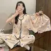 [Conjunto de tres piezas de bloques de construcción] Pijama estilo coreano cómodo absorbente de sudor verano estilo ins de dibujos animados dulce para niña conjunto para mujer