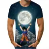 Camiseta de manga corta con cuello redondo para hombre, estampado digital 3D de la serie Dragon Ball transfronteriza europea y americana, directo del fabricante