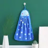 Toalla de Mano Colgante de Terciopelo Coral con Estampado de Dibujos Animados, Toalla de Limpieza Absorbente Engrosada, Paño de Limpieza para Cocina y Baño, Toalla de Mano al por Mayor