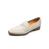 Mocasines Cuadrados Pequeños Casuales y Capaces de Piel de Cabra para el Trabajo Primavera 2024 Zapatos Pequeños de Cuero de Tacón Bajo Planos Completamente de Cuero Genuino de Boca Profunda para Mujer