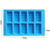Azules al por mayor 10 incluso bloques de construcción de silicona molde para pastel molde de chocolate de silicona fábrica directa Niños DIY
