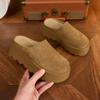 Zapatos Birkenstock de Suela Gruesa para Aumentar la Altura para Mujer 2026 Primavera/Verano Nuevo Estilo Suela de Plataforma Pantuflas de Punta Cerrada de Cuero Genuino Pantuflas a Media Altura Casual para Exteriores