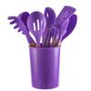 Fábrica en stock, juego de utensilios de cocina de silicona con mango de madera, cubo de almacenamiento, 11 piezas, juego de 12 piezas, cuchara de silicona, espátula, sartén antiadherente, utensilios de cocina