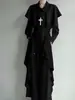 Camisa de Cinta Unisex Nicho Nuevo Estilo Chino Camisa de Manga Larga Cuello Polo Top de Cosplay Camisa de Nuevo Estilo Chino