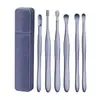 Kit de limpiador de orejas con cuchara para orejas de acero inoxidable, cuchara espiral para quitar cera, llavero portátil