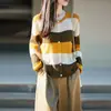 Cardigan de Punto Fino con Cuello Redondo de Manga Larga para Mujer Bloque de Color Holgado Versátil Abrigo de Invierno/Otoño 2026
