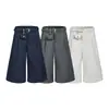Pantalones Casuales de Color Sólido con Cinturón y Colgante Pequeño, Pierna Recta, Nuevo Estilo Coreano de Verano, Pantalones Cortos Simples Sueltos de Pierna Ancha para Hombres y Mujeres