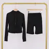 Conjunto de Chaqueta con Capucha Corta y Pantalón de Cinco Cuartos Lulu Df, Ajustado con Capucha Elástico Transpirable Ropa de Fitness Yoga