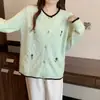 Outono/Inverno Novo Temperamento Elegante para o Trabalho Bordado Jacquard Estilo Little Coco Cardigan de Tricô Suave Fofo Casaco Suéter