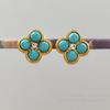 Aretes azules de alta gama con aguja de plata S925 chapada en oro real, nicho de lujo, aretes de circonita, joyería de oreja vintage 2825
