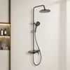 Set de ducha de belleza de lujo con pantalla digital inteligente de eje cuadrado en color gris plomo, sistema de ducha completo para el hogar con cabezal de ducha que aumenta la presión