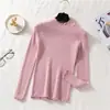 Tricô Feminino Suéter Gola Meia-alta Outono e Inverno Novo Estilo Coreano Camisa Base Slim Fit Emagrecedor Manga Longa Curto Suéter Interno