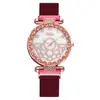 Comercio Exterior Popular Reloj de Mujer Incrustado de Diamantes Reloj de Mujer Reloj de Cuarzo Reloj Magnético Perezoso de Mujer Fabricante Procesamiento y Personalización