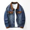 Chaqueta de Trabajo Casual Retro Japonesa de Peso Pesado Lavada con Piedra, Corte Holgado, Cuello Campana Lavado de Moda, Nueva Chaqueta de Mezclilla de Algodón para Hombre