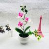 Bonsái de Flor Artificial en Maceta Simulada Impreso en 3D Phalaenopsis Adornos de Bonsái Nueva Maceta Grande a Rayas Tres Phalaenopsis