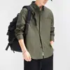 Marca de Tendencia Americana Camisa Retro de Manga Larga para Hombre Holgada Tallas Grandes Otoño Camisa Casual ins Color Sólido Ropa Exterior Chaqueta