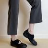 2026 Novos Sapatos Esportivos Mary Jane de Couro com Tira Cruzada e Sola Grossa, Sapatilhas Redondas, Sapatos Individuais Femininos Rasos Retrô