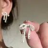 Aretes de Lazo Estilo Ballet para Mujer Plata Huecos Diseño de Nicho Aretes de Cinta Aretes Estilo Dulce