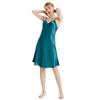 Camisola Transfronteiriça de Alças Finas com Decote em V, Verão Fina Elegante Ajustada Cor Sólida Simples Vestido Slip para Casa