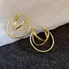 Pendientes de Aro con Cruz de Tres Círculos de Nuevo Estilo, Diseño Geométrico Tridimensional, Pendientes Elegantes y de Alta Gama, Exquisitos y Modernos Accesorios Versátiles para Orejas