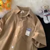 Camisa Waffle de Manga Curta de Verão para Homens Design Japonês Nicho Estilo Hong Kong Tendência Jaqueta Camisa Jovem Homens