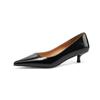 Sapatos de Trabalho Comutadores Básicos de Couro de Vaca de Primeira Camada 2025 Outono Salto Médio Fino Bico Fino Couro Genuíno Boca Baixa Sapatos Profissionais para Mulheres