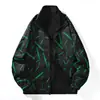 Chaqueta Reversible Nueva Qisenswei para Hombre, Primavera y Otoño, Estampado Completo de Letras, Marca de Moda, Elegante Estilo Americano para Primavera y Otoño