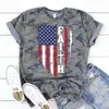 Día de la Independencia Comercio Electrónico Transfronterizo Amazon Nuevas Estrellas y Rayas Camuflaje Gris Estampado Camiseta para Mujer