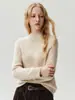 ¡Sencillo pero lujoso! Suéter 100% cachemir para mujer, con hilo texturizado, cuello semi-alto, tejido grueso y un nuevo diseño de manga raglán, perfecto como capa base