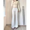 Pantalones Acampanados Estilo Americano para Mujer, Novedad Primavera/Verano 2026 Cintura Alta Cordón Ajustable Corte Delgado Caída Suave Adelgazantes Versátiles Deportivos Casuales