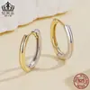 Pendientes Sencillos de Línea Dividida en Dos Colores Aifuluo Plata de Ley S925 Pendientes de Moda para el Trabajo Joyería Pendientes al por Mayor para Mujer