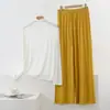 Novo Conjunto de Loungewear Feminino de Manga Longa e Calça Longa, com Textura Modal, Gola Alta, Caimento Solto, que Pode Ser Usado na Rua