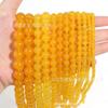 Ventas Directas de Fábrica Ágata Amarilla Cuentas Redondas Jade Amarillo Cuentas Sueltas Venta al por Mayor Semi-terminado DIY Accesorios para Joyería Hecha a Mano Joyería de Cuentas Redondas