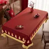 Mantel Rojo de Año Nuevo Impermeable y a Prueba de Aceite Mantel de Mesa sin Lavado Nuevo Estilo 2026 Lujo Ligero Gama Alta Boda Mesa de Café Mantel