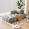 Estilo Crema Francesa Gato Felpa Esponja Chaise Chaise Sofá Individual Reclinable Sala de Estar Dormitorio Balcón Sofá Perezoso Madera