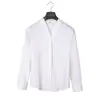 Camisa blanca de gasa para mujer, nuevo estilo otoño 2026, manga larga, formal de negocios profesional, top de cuello V estilo chino